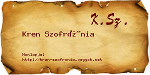 Kren Szofrónia névjegykártya